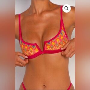 NEW WT FAE HOUSE Women's Gypsy Bikini Top Magenta Carnival LARGE Mesh Swim Beach